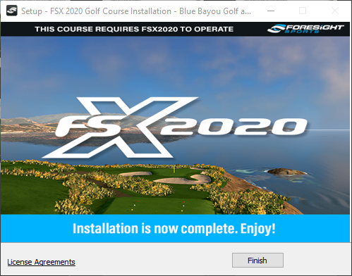 Congratulations your FSX 2020 Course installation is now complete